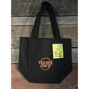 Trader Joe’s Mini Black Tote with Orange Lettering Limited Edition